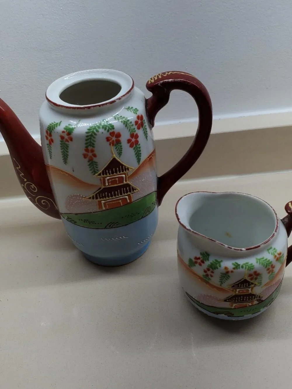 TRUE VINTAGE JAPANESE TEAPOT AND CREAMER